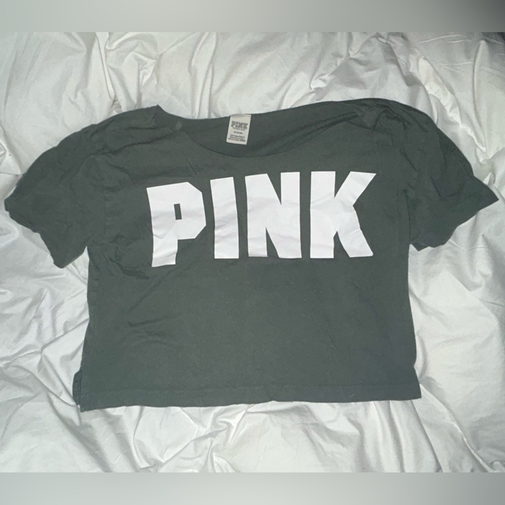 PINK open neck cropped tee
